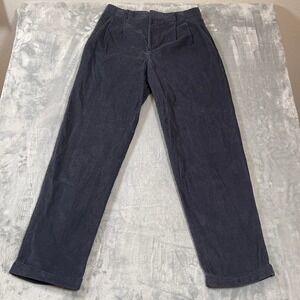 Lands End Mens Pants 32 Navy Blue Pleated Corduroy Straight Cuffed Trousers